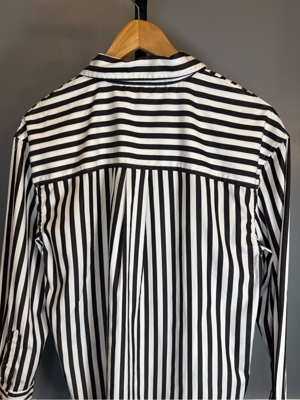 NWT Madewell Relaxed Button-Up Shirt Dark Carob Stripe 100% Cotton M - Picture 9 of 12